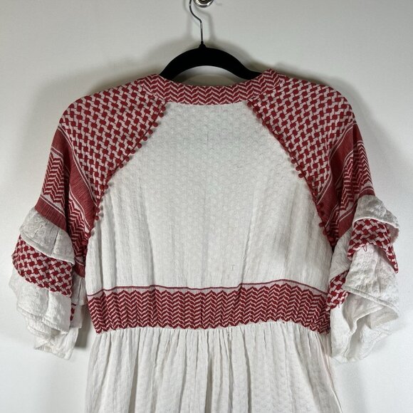 Cecilie Copenhagen Dress Angela Dress Red White Maxi Women’s Size Large Boho - Picture 13 of 15